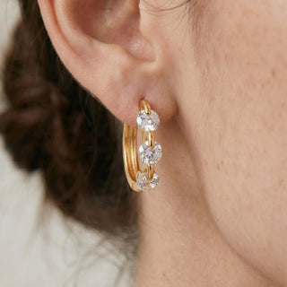 Pendientes de Circonita Brillante acabado en oro amarillo de 18k - Nili-Dorado
