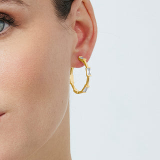 Pendientes de Circonita Brillante acabado en oro amarillo de 18k - Shise-Dorado