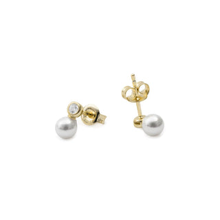 Pendientes de Perla Blanca acabado en oro amarillo de 18k - Siako-Dorado