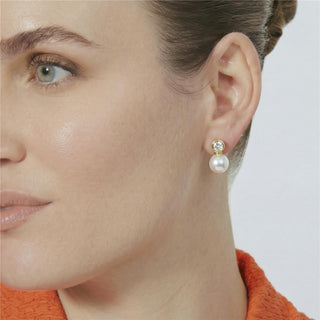 Pendientes de Perla Blanca acabado en oro amarillo de 18k - Siako-Dorado