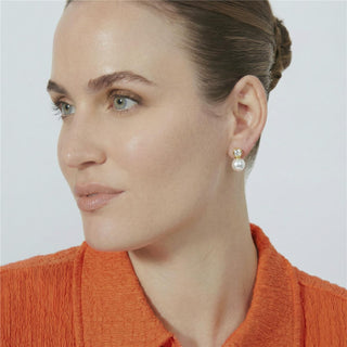 Pendientes de Perla Blanca acabado en oro amarillo de 18k - Siako-Dorado