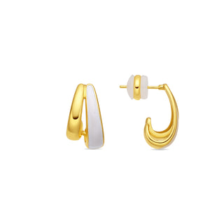 Pendientes de Lacado Blanco acabado en oro amarillo de 18k - Tae-Dorado