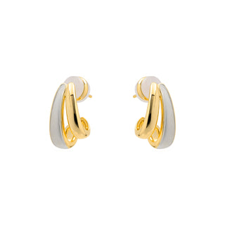 Pendientes de Lacado Blanco acabado en oro amarillo de 18k - Tae-Dorado