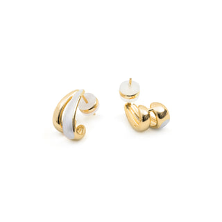 Pendientes de Lacado Blanco acabado en oro amarillo de 18k - Tae-Dorado