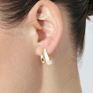 Pendientes de Lacado Blanco acabado en oro amarillo de 18k - Tae-Dorado