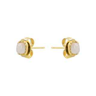 Pendientes de Ojo de Gato acabado en oro amarillo de 18k - Dakiel-BLANCO