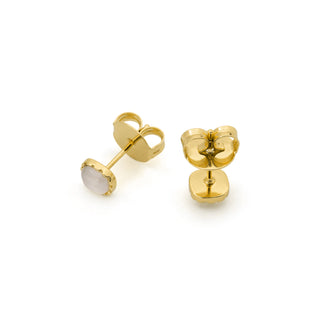 Pendientes de Ojo de Gato acabado en oro amarillo de 18k - Dakiel-BLANCO