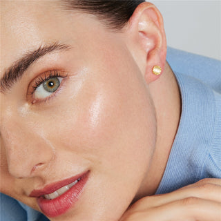 Pendientes de Ojo de Gato acabado en oro amarillo de 18k - Dakiel-BLANCO