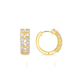 Pendientes de Circonita Brillante acabado en oro amarillo de 18k - Ralac-BLANCO