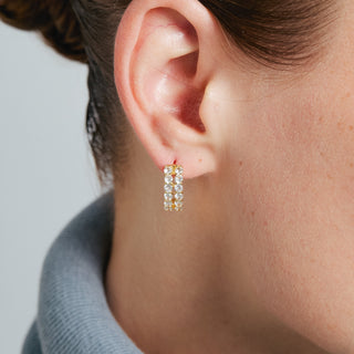 Pendientes de Circonita Brillante acabado en oro amarillo de 18k - Ralac-BLANCO