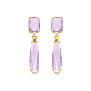 Pendientes de Cristal Morado acabado en oro amarillo de 18k - Mare-VERDE