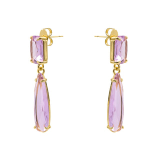 Pendientes de Cristal Morado acabado en oro amarillo de 18k - Mare-VERDE
