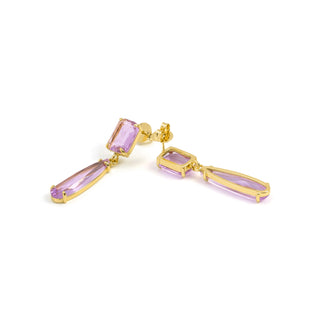 Pendientes de Cristal Morado acabado en oro amarillo de 18k - Mare-VERDE