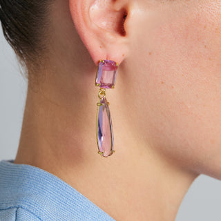Pendientes de Cristal Morado acabado en oro amarillo de 18k - Mare-VERDE