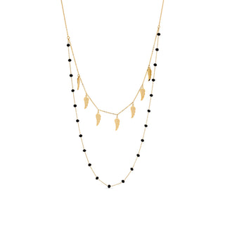 Collar de Onix acabado en oro amarillo 18K - Omka-negro