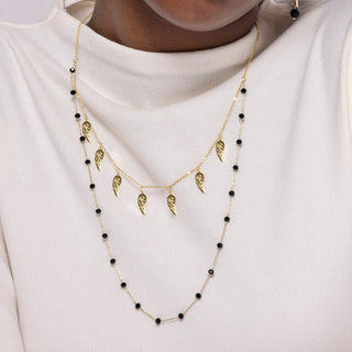 Collar de Onix acabado en oro amarillo 18K - Omka-negro