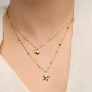 Collar acabado oro amarillo de 18k y Perla Blanca - Stik-blanco