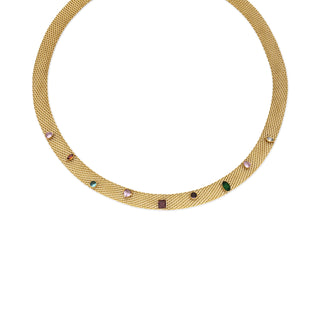 Collar de Circonita Multicolor acabado en oro amarillo 18k - Vaine-multicolor