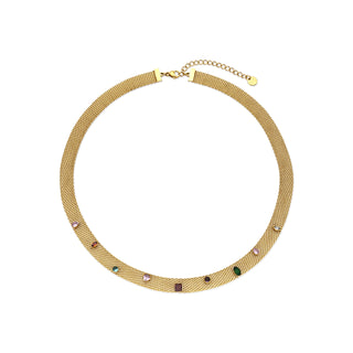 Collar de Circonita Multicolor acabado en oro amarillo 18k - Vaine-multicolor