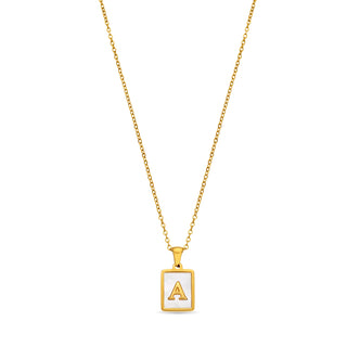 Collar de Madreperla Blanca acabado en oro amarillo de 18k - Alphabet-blanco