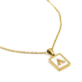 Collar de Madreperla Blanca acabado en oro amarillo de 18k - Alphabet-blanco