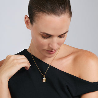 Collar de Madreperla Blanca acabado en oro amarillo de 18k - Alphabet-blanco