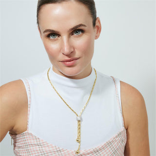 Collar de Circonita Brillante acabado en oro amarillo de 18k - Cymui-Dorado