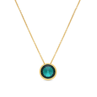 Collar de Cristal Verde acabado en oro amarillo de 18k - Ness-Plateado