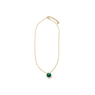 Collar de Cristal Verde acabado en oro amarillo de 18k - Ness-Plateado