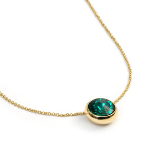 Collar de Cristal Verde acabado en oro amarillo de 18k - Ness-Plateado