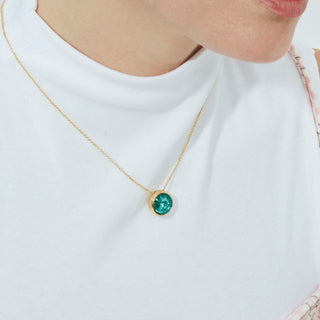 Collar de Cristal Verde acabado en oro amarillo de 18k - Ness-Plateado