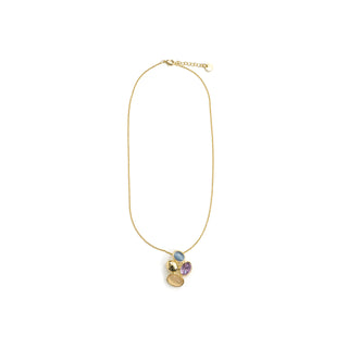 Collar de Cristal Morado acabado en oro amarillo de 18k - Sionu-Plateado