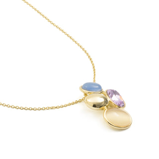 Collar de Cristal Morado acabado en oro amarillo de 18k - Sionu-Plateado