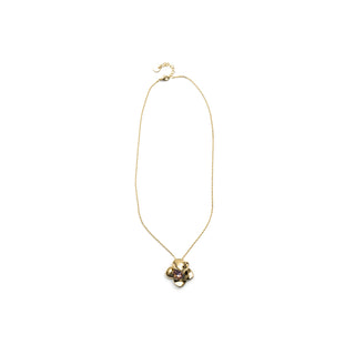 Collar de Cristal Rosa acabado en oro amarillo de 18k - Dilom-Plateado