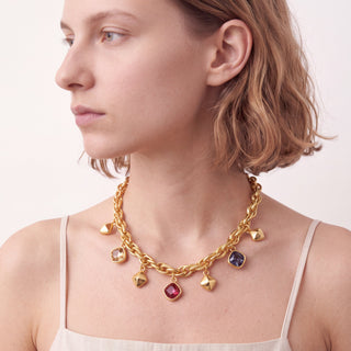 Collar de Cristal Multicolor acabado en oro amarillo de 18k - Moodab-MULTICOLOR