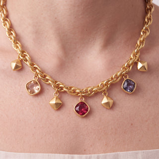 Collar de Cristal Multicolor acabado en oro amarillo de 18k - Moodab-MULTICOLOR