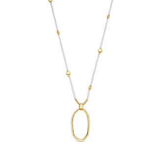 Collar de Perla Blanca acabado en oro amarillo de 18k - Apdak-BLANCO