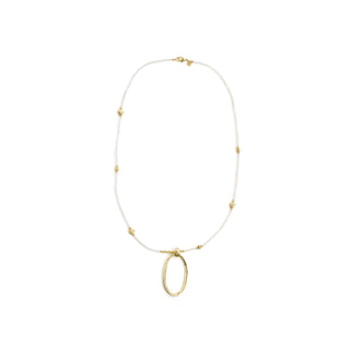Collar de Perla Blanca acabado en oro amarillo de 18k - Apdak-BLANCO