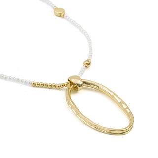 Collar de Perla Blanca acabado en oro amarillo de 18k - Apdak-BLANCO