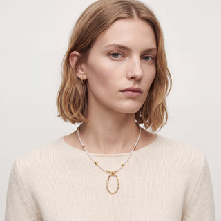 Collar de Perla Blanca acabado en oro amarillo de 18k - Apdak-BLANCO