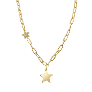 Collar de Circonita Brillante acabado en oro amarillo 18K - Estrella-blanco