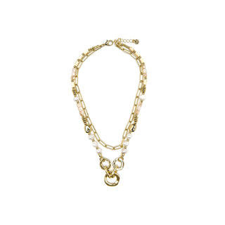 Collar acabado oro amarillo de 18k y Perla Blanca - Diriki-blanco