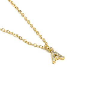 Collar con Circonita Brillante acabado oro 18k - Alphabet-blanco