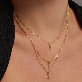 Collar con Circonita Brillante acabado oro 18k - Alphabet-blanco