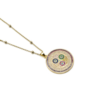 Collar con Circonita Multicolor acabado oro 18k - Purma-multicolor