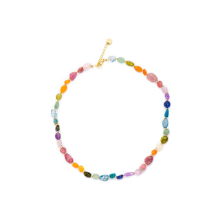 Collar acabado oro amarillo de 18k y Multicolor Piedra Natural - Umavi-multicolor