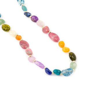 Collar acabado oro amarillo de 18k y Multicolor Piedra Natural - Umavi-multicolor