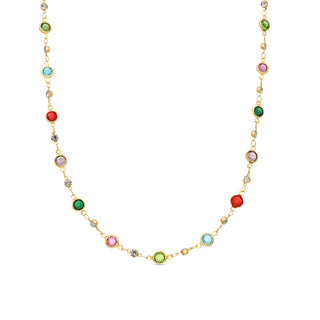 Collar de Circonita Multicolor acabado en oro amarillo de 18k - Akas-Dorado