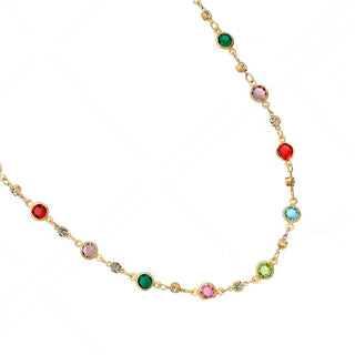 Collar de Circonita Multicolor acabado en oro amarillo de 18k - Akas-Dorado