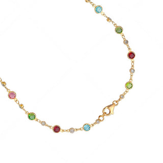 Collar de Circonita Multicolor acabado en oro amarillo de 18k - Akas-Dorado